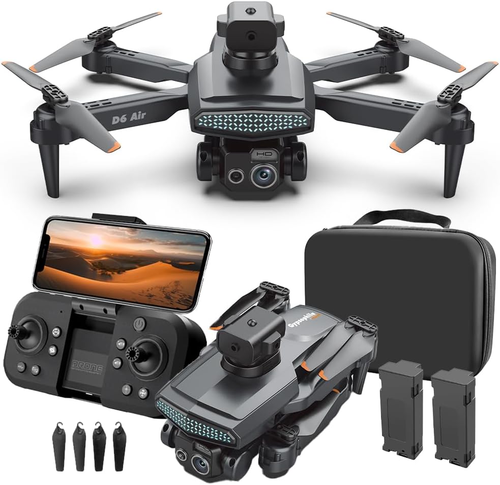 Drone with Camera 4k HD FPV Foldable Drone for Beginners, Quadcopter with Voice Gesture Control, One Key Take Off/Land, Optical Flow Positioning, 360° Flip, Waypoint Fly,2 Batteries