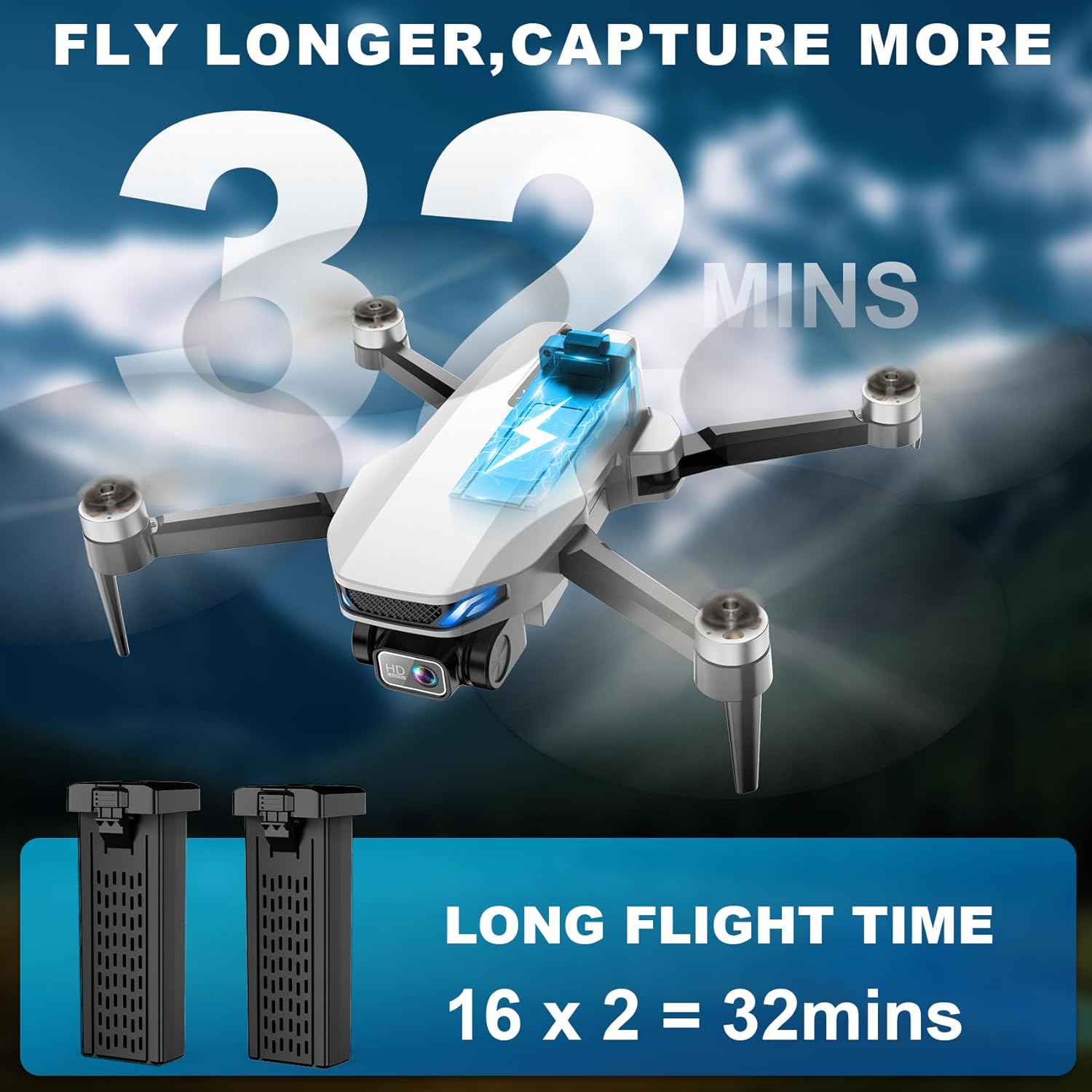 Drone with Camera for Adults, 2K HD GPS Drone with Auto Return, Follow Me, Circle Fly, Waypoint Fly, Optical Flow, Brushless Motor, Foldable 5G Transmission FPV Quadcopter