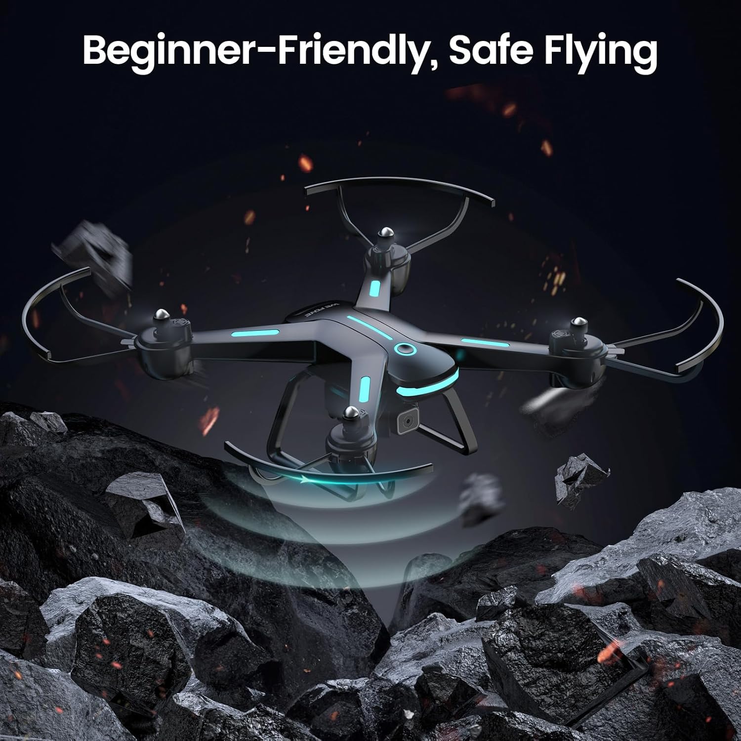 Drone with Camera for Kids 1080P HD FPV Drones, WeFone RC Quadcopter for Adults Beginners with Altitude Hold, 360 Flips, Headless Mode, One Key Start, Waypoint Fly, 2 Batteries