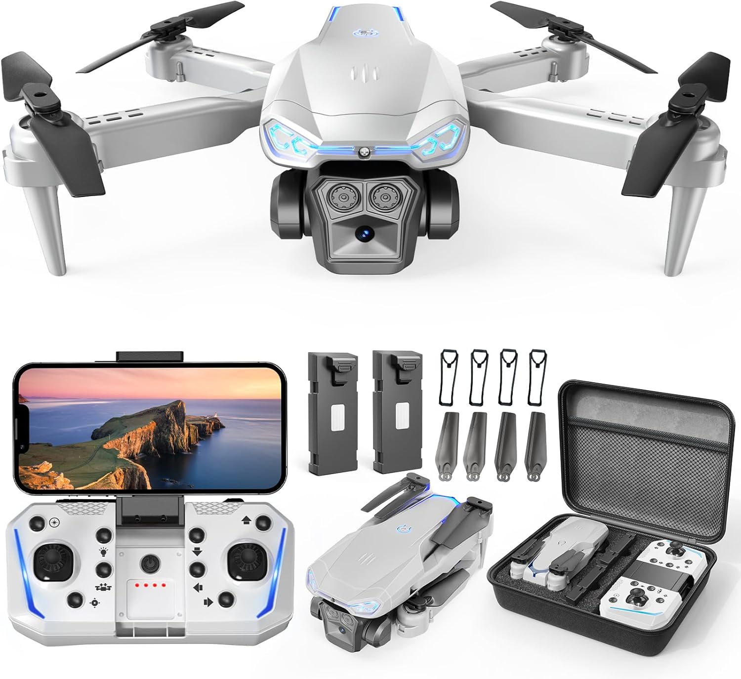 Drone with Camera for Kids  Adults, 1080P HD Mini FPV Drones with Altitude Hold, One-Key Take Off/Landing, Headless Mode, 360° Flips, Speed Adjustment, Toys Gifts for Boys Girls, Beginner