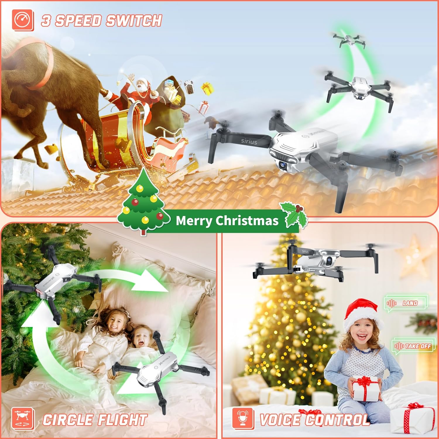 Drones for Kids - Mini Drone with Camera for Adults and Beginners, RC Helicopter Toys Gifts for Boys Girls, 1080P HD Foldable FPV Quadcopter with One Key Start/Land, Altitude Hold, 2 Batteries, Silver