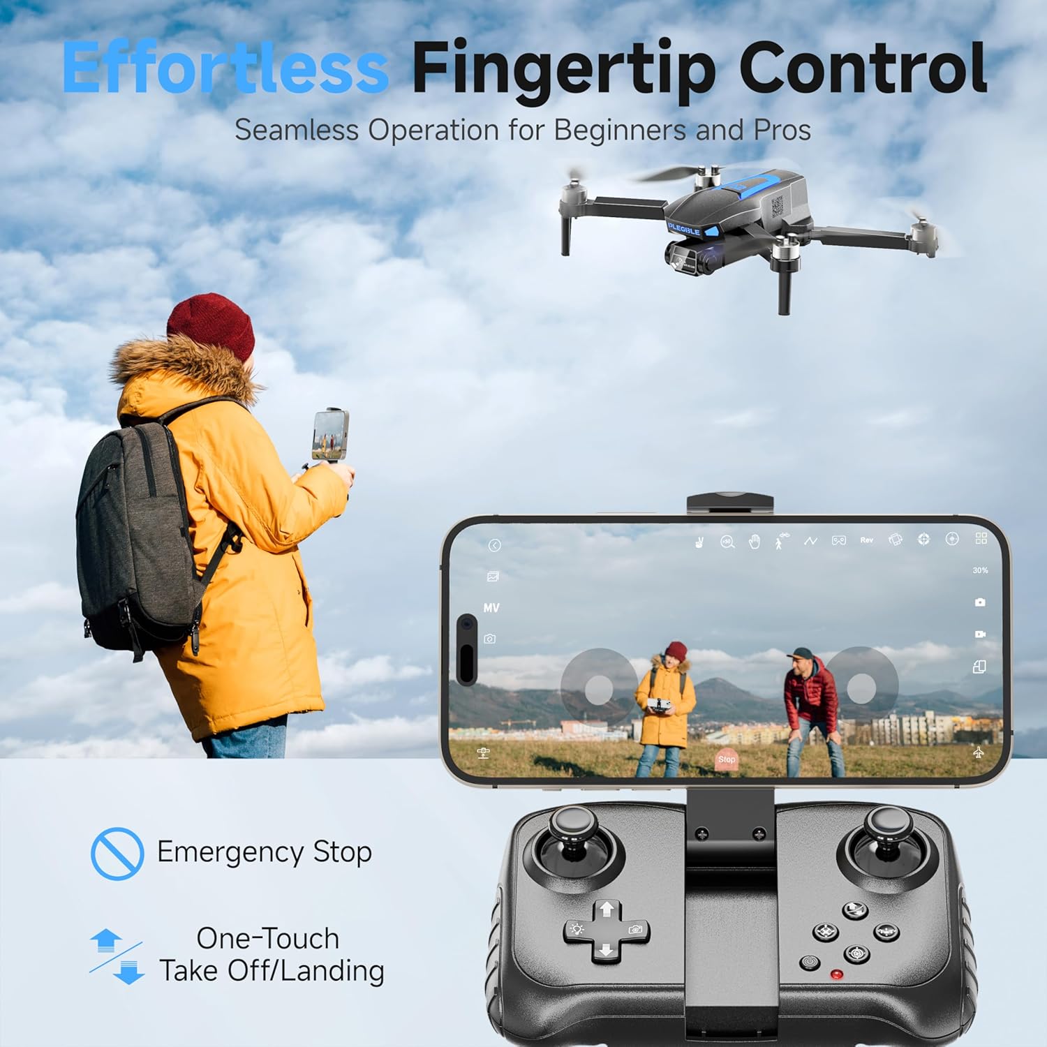 Drones with Camera for Adults 4K, Brushless Motor Drone for Kids Beginners, FPV Foldable RC Quadcopter with 3 Batteries, 45 Mins Long Flight Time, Beyond-Range Loss Alert, Toys Gifts for Men Boys