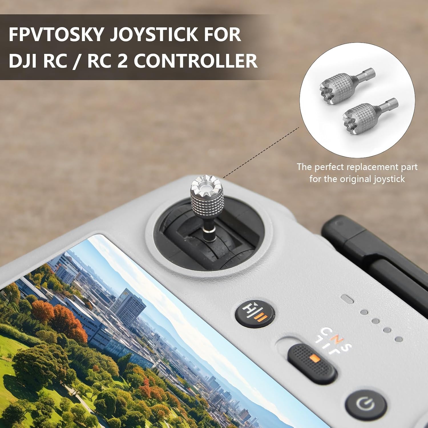 FPVtosky Neck Lanyard with Joystick for DJI RC/RC 2, PU Leather Shoulder Strap and 1 Pair of Rocker, Compatible with DJI Mini 4 Pro/Mini 3/ Mavic 3 Classic/Air 3 Remote Controller Accessories