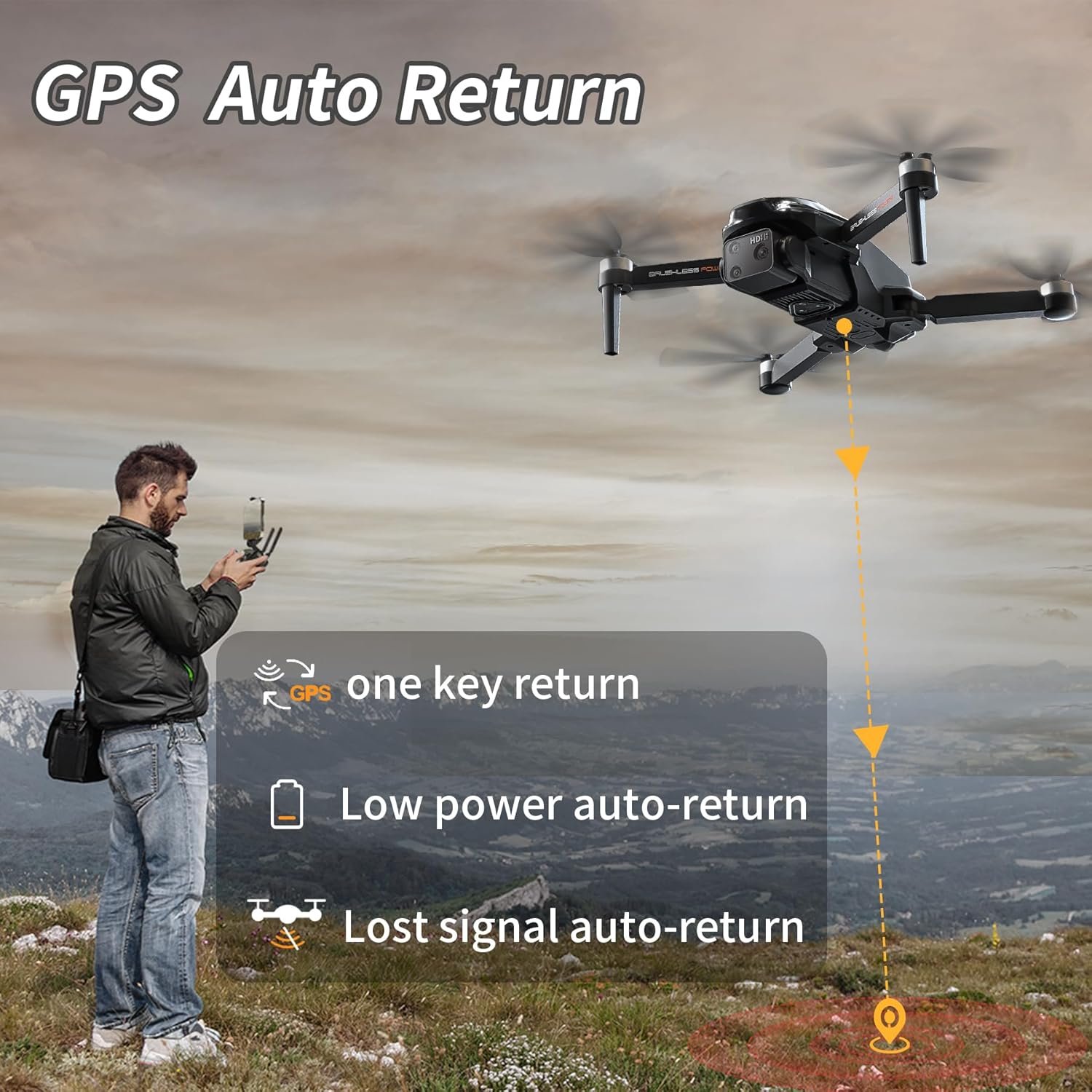 GPS Drone with Camera for Adults 4K with Brushless Motors,5G WIFI Transmission with Rechargable Remote Controller for Beginners Adults,Auto Return, 45 Mins Flight with 2 Batteries(Under 250G)