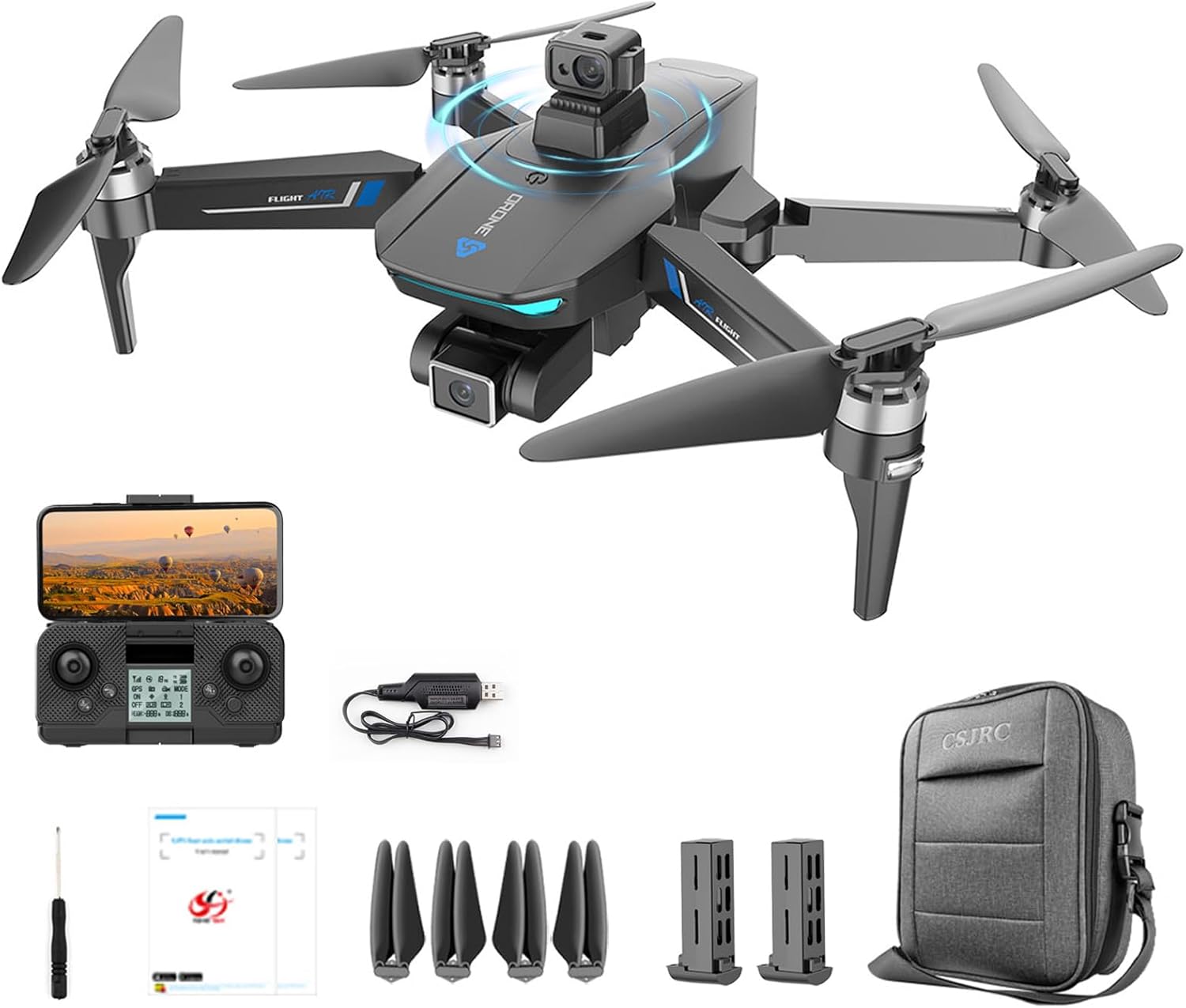 GPS Drones with Camera for Adults 4K EIS Camera Auto Return, HYTOBP S189max Drone with Brushless Motor 2 Batteries, Resistant to wind, 5G Transmission, Follow Me, Drones for adults Long Range