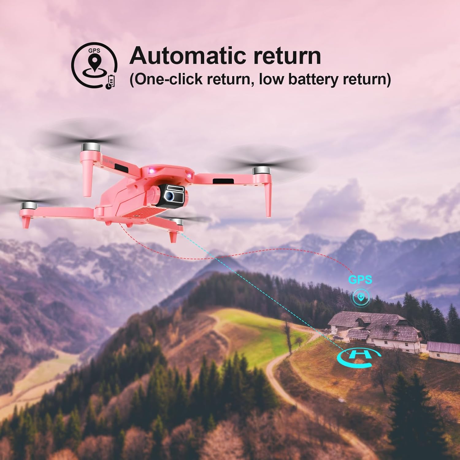 HHD Drone with 4K Camera for Adults Beginner,52-Min Max Flight Time,10000 Feet Control Range,249g Foldable FPV RC Quadcopter,Smart Return Home,5G Transmission,Brushless Motor, Wind Resistance(Pink)