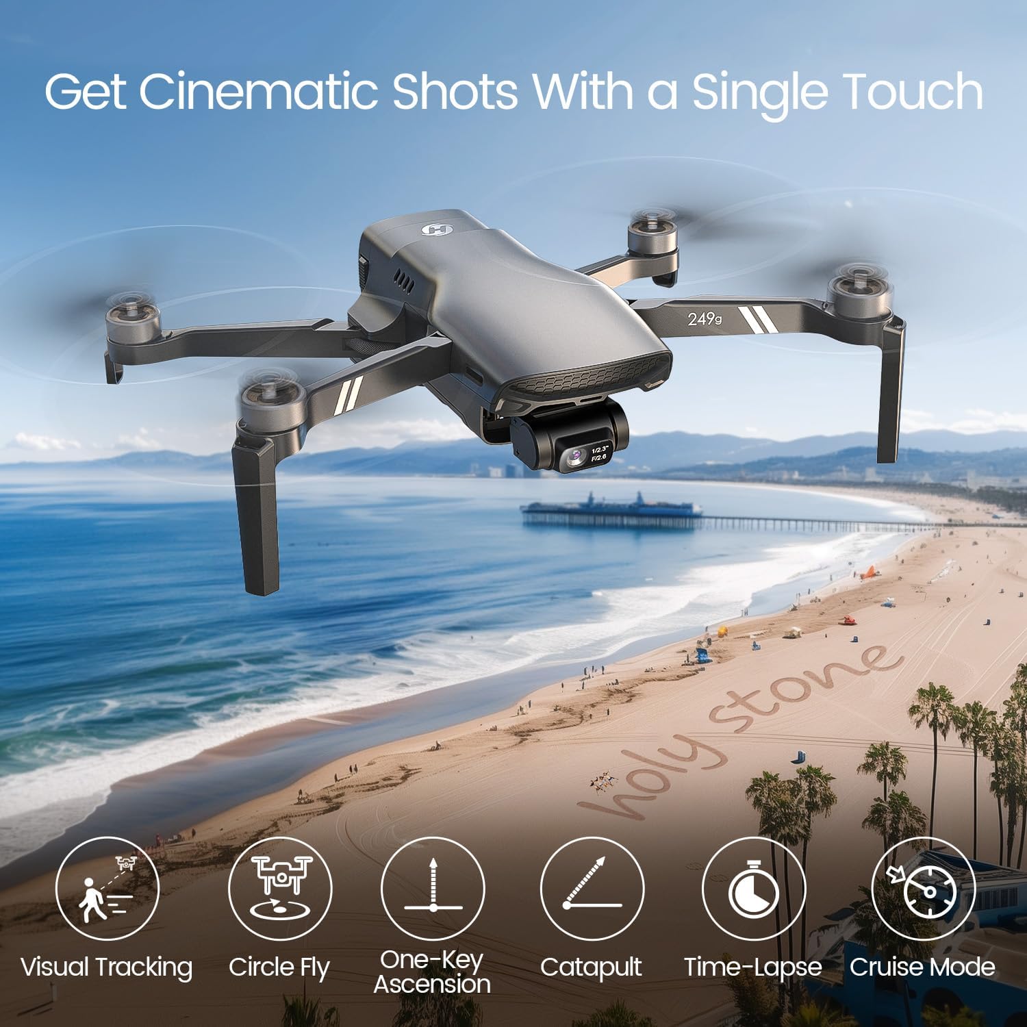 Holy Stone HS900 249g Lightweight GPS Drones with Camera for Adults 4K; 3 Axis Brushless Gimbal Drone with 4K/30FPS Video, 48MP Photo, 20000Ft Transmission, Visual Tracking Follow Me, Smart Return