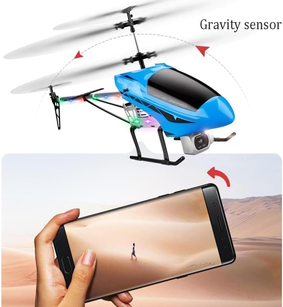 Large 72CM 4K Dual Camera Remote Control Helicopter, Alloy Drop-Proof RC Helicopter with Colored LED Light, Night Sky Flight Gifts for Teens, Boys and Girls