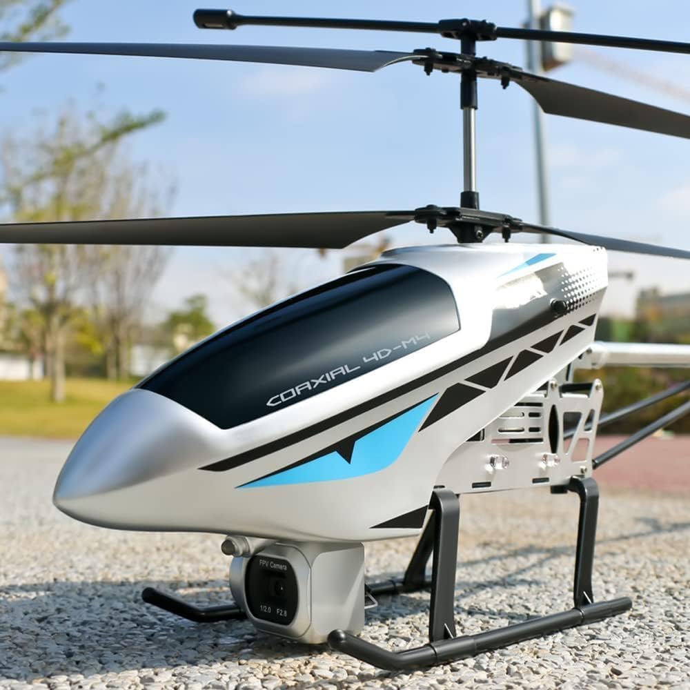 Large 72CM 4K Dual Camera Remote Control Helicopter, Alloy Drop-Proof RC Helicopter with Colored LED Light, Night Sky Flight Gifts for Teens, Boys and Girls