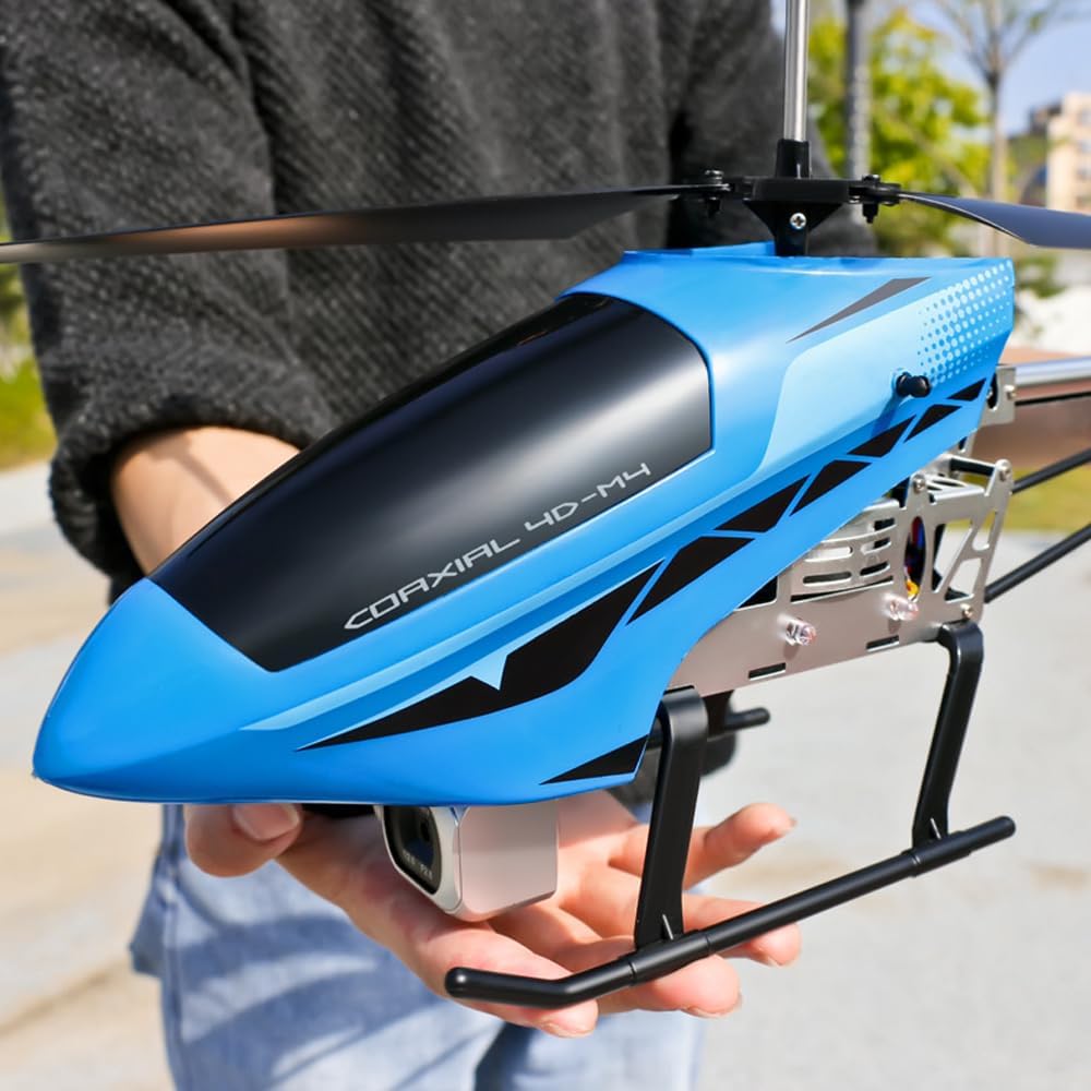 Large 72CM 4K Dual Camera Remote Control Helicopter, Alloy Drop-Proof RC Helicopter with Colored LED Light, Night Sky Flight Gifts for Teens, Boys and Girls