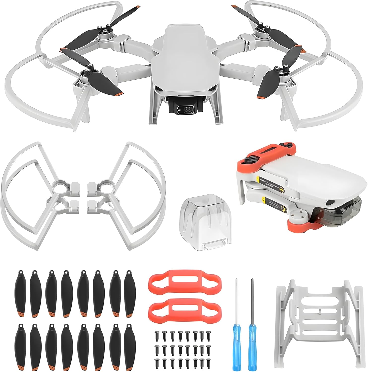 Mini 4K/Mini 2 SE/Mini SE/Mini 2 Propellers: with Propeller Guard Landing Gear Leg Extensions Propellers Holder Gimbal Cover Total 24 Pcs for DJI Mini 2 SE/Mini SE/Mini 2 Drone Accessories Set