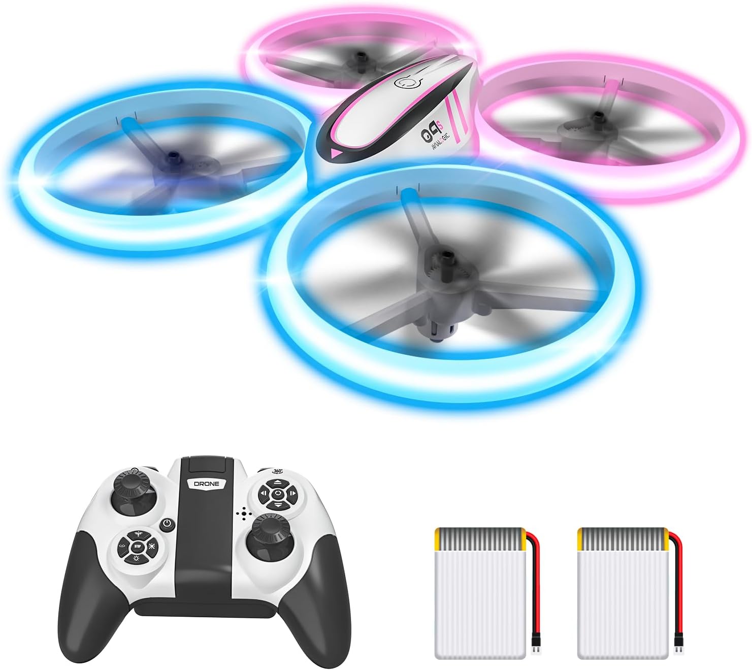 Q9C RC Drone with 720P HD FPV Camera for Kids Cool Toys Gift for Boys Girls Teenage with LED Light,Propeller Full Protect,Hobby Quadcopter with Altitude Hold,2 Batteries and Remote Control,Easy to Fly