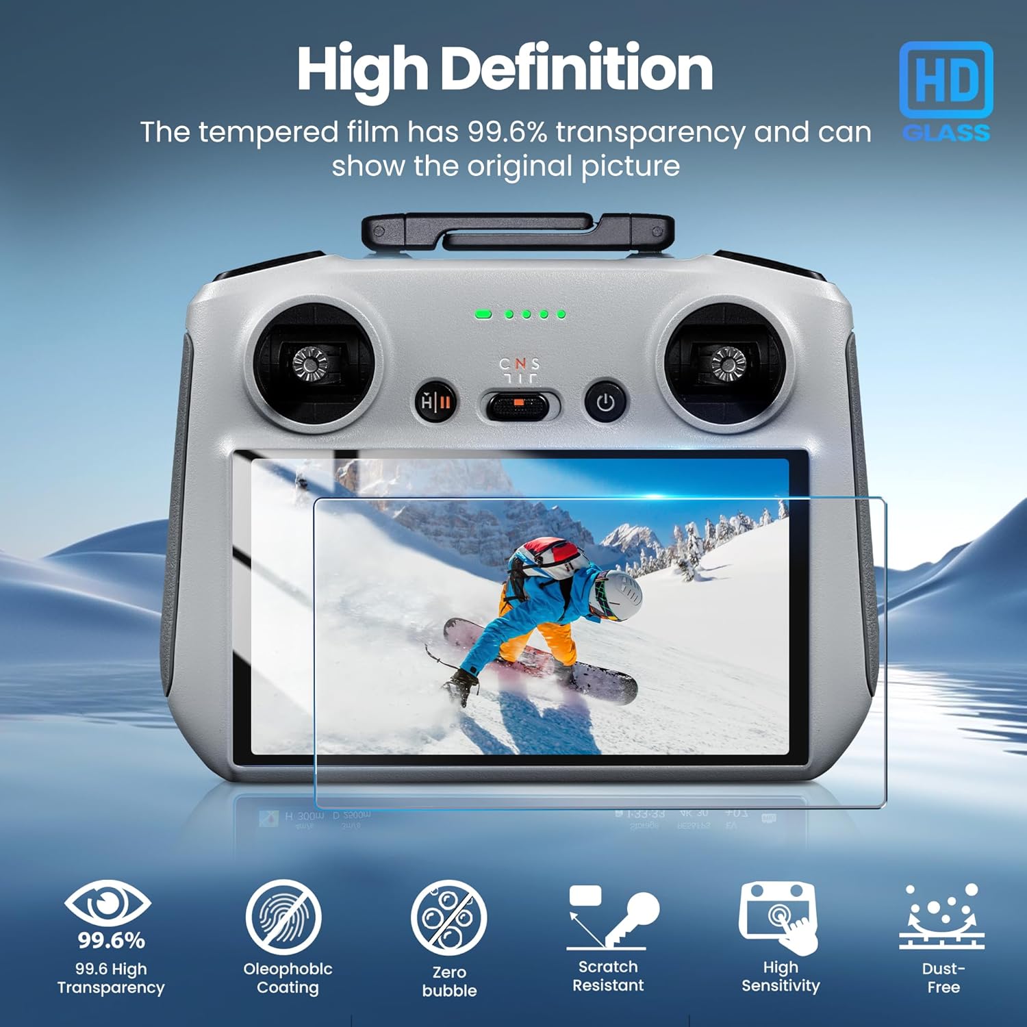 RC/RC2 Screen Protector with Auto Alignment Kit,3 Park HD Tempered Glass Screen Protector Film for DJI Flip/Mini 4 Pro/Mini 3 /Air 3 Controller Accessories