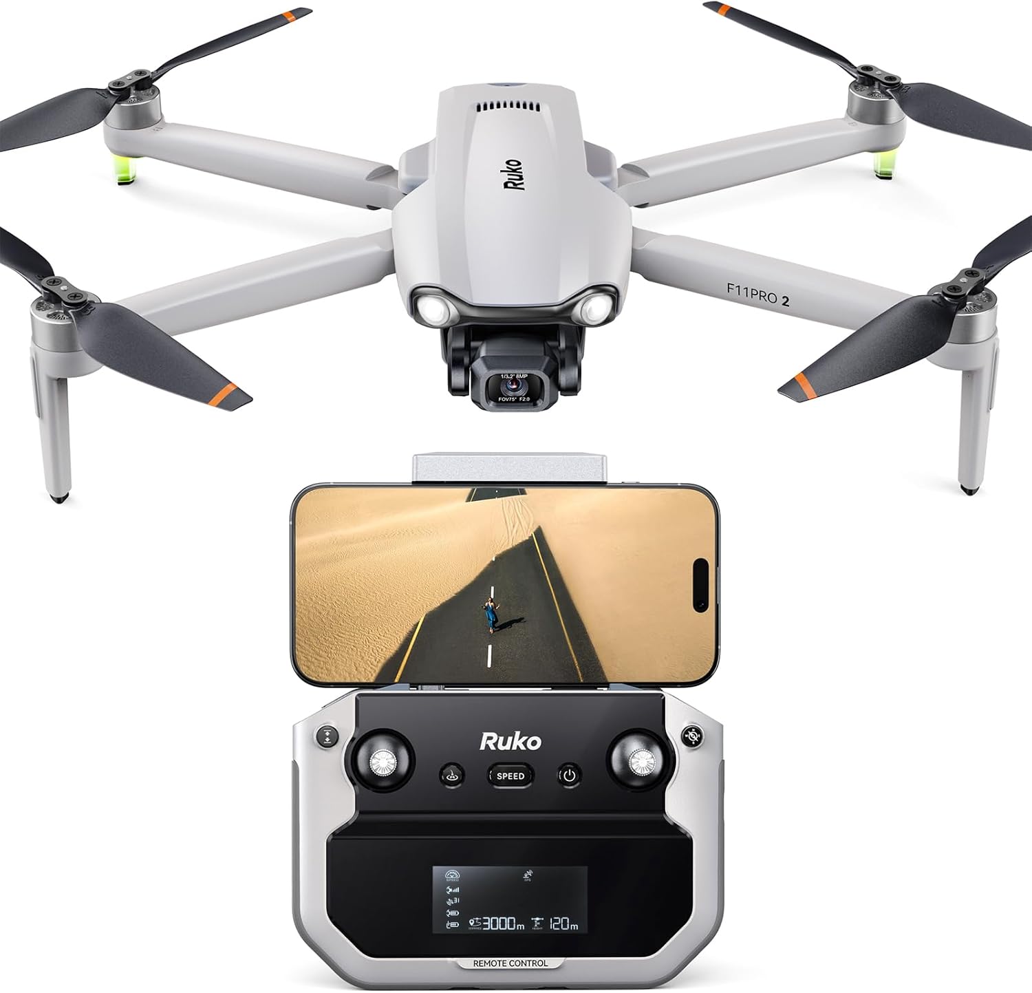 Ruko F11PRO 2 Drone with 6K Camera for Adults, 3-Axis Gimbal, 4K/30fps Video, 70-Min Flight Time with 2 Batteries, 10000ft FPV Transmission Professional Drone, Auto Return, Beginner Mode