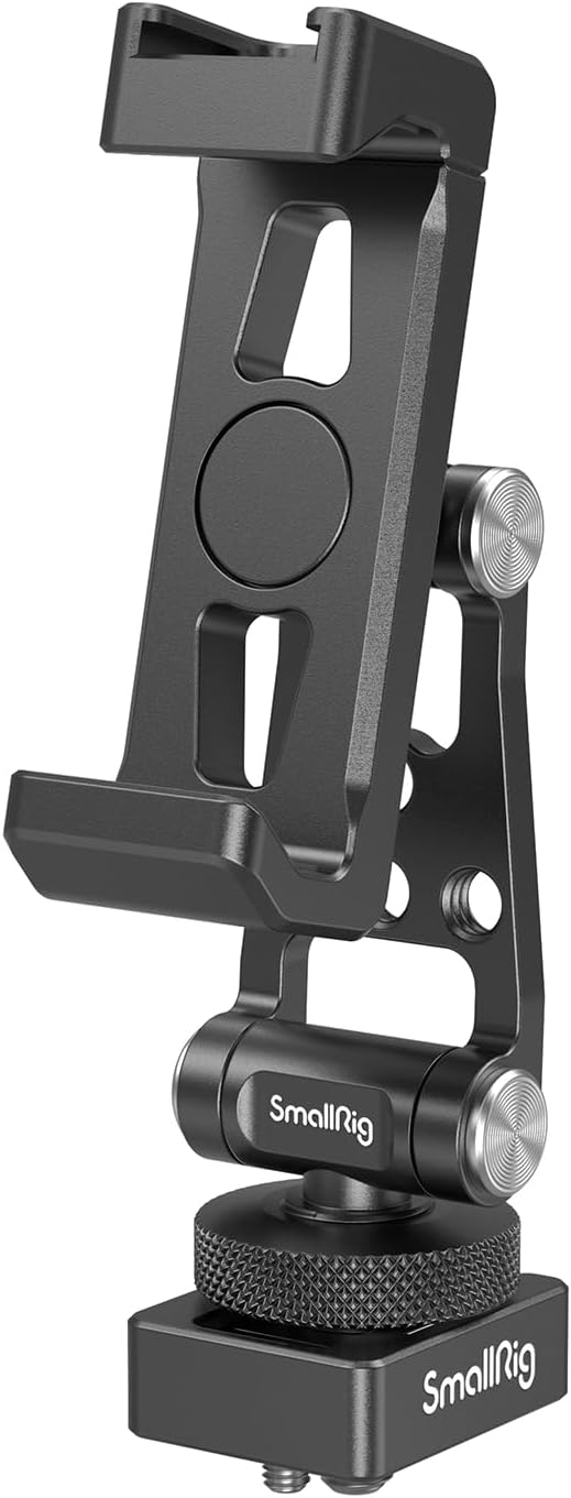 SmallRig Phone Support for DJI Stabilizers, Adjustment Phone Mount Adapter with 1/4-20 Threaded Hole, Cold Shoe for DJI RS 4 /RS 4 Pro/RS 3 /RS 3 Pro/RS 3 Mini/RS 2 / RS C2 / R S/R SC, Tripod - 4301