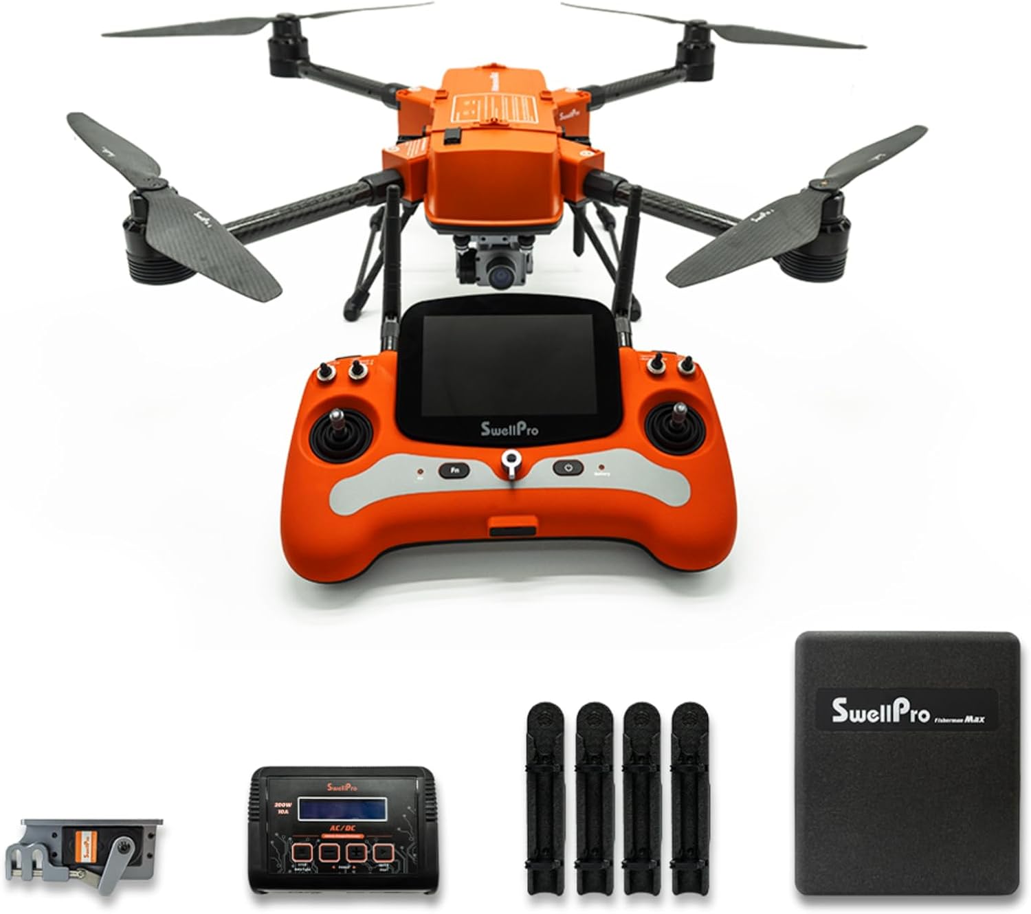 SwellPro FD2 Fisherman MAX Heavy Lift Fishing Drone with 7.0 LBS Bait Capacity, 1.5KM Long Casting Range, IP67 Waterproof Foldable Drone with 4K Camera for Adults (Advanced Set)