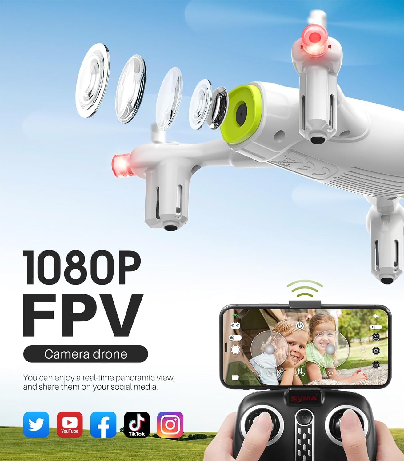 Syma X400 Mini Drone with Camera for Adults  Kids HD Wifi FPV Quadcopter with App Control, Altitude Hold, 3D Flip, One Key Function, Headless Mode, 2 Batteries, Easy to Fly for Beginners