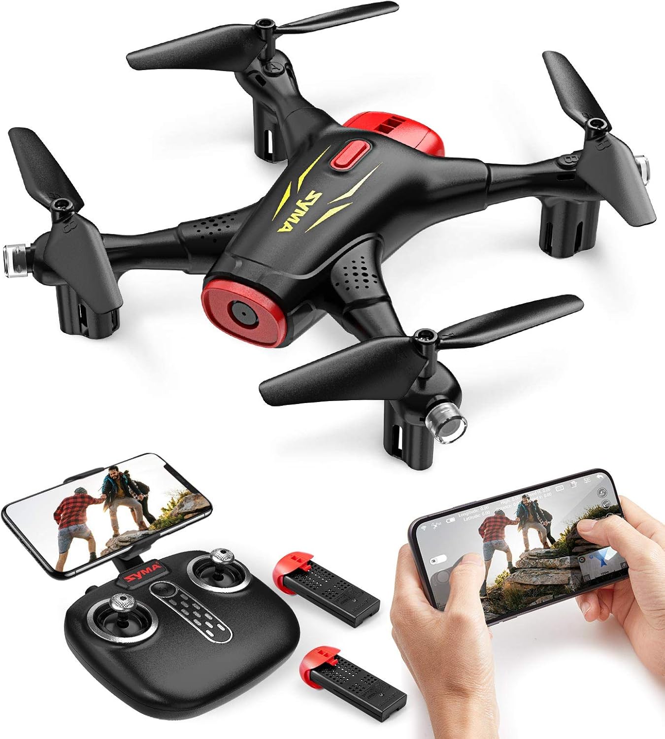 Syma X400 Mini Drone with Camera for Adults  Kids HD Wifi FPV Quadcopter with App Control, Altitude Hold, 3D Flip, One Key Function, Headless Mode, 2 Batteries, Easy to Fly for Beginners