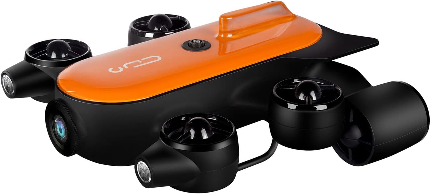 Underwater Drone T1 with 4K UHD Action Camera RC ROV Underwater Robot with Claw Real-time Steaming for Fishing Recording Adults (Orange 150m)