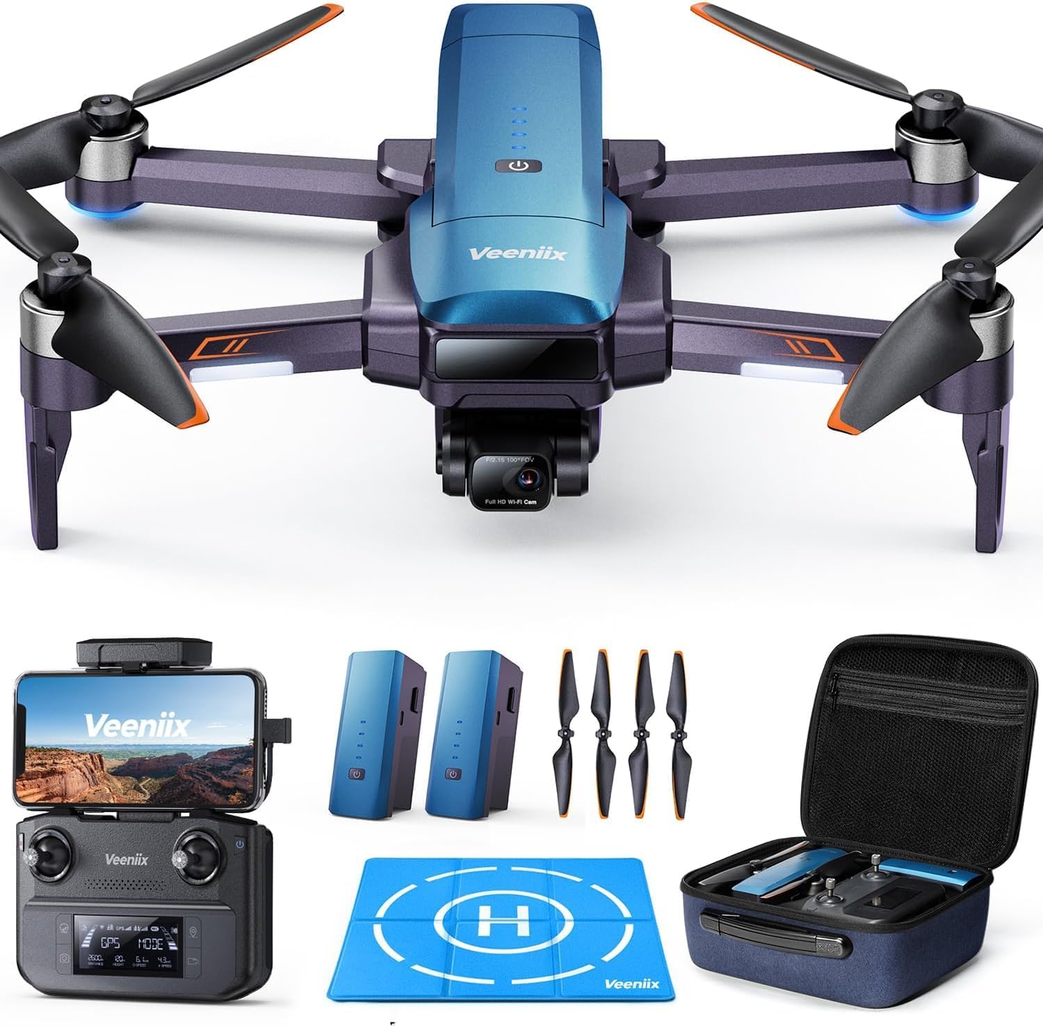 V11 Drone + Drone Landing Pad,V11 Drones with Camera for Adults 4K,70Min Long Flight Time,Gimbal  EIS 4K/30FPS Professional Drone,3KM Long Range,GPS Auto Return,Easy App-Controlled,Integrated