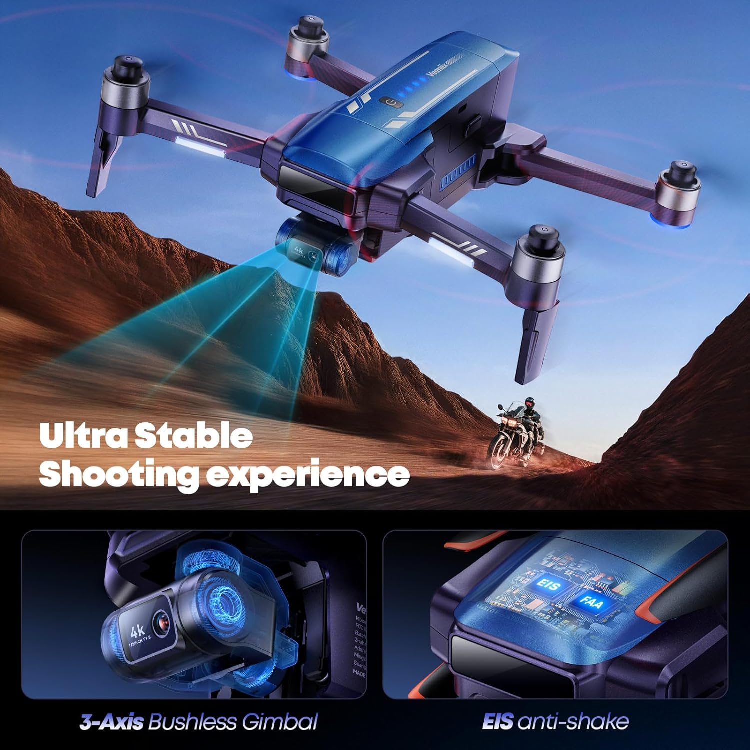 V11PRO Drone with 8K Camera for Adults, 3-Axis Gimbal Drone with 4K/30fps Video, 1/2 CMOS Sensor, 80min Flight Time with 2 Batteries, 6KM Video Transmission Quadcopter, Professional Drone