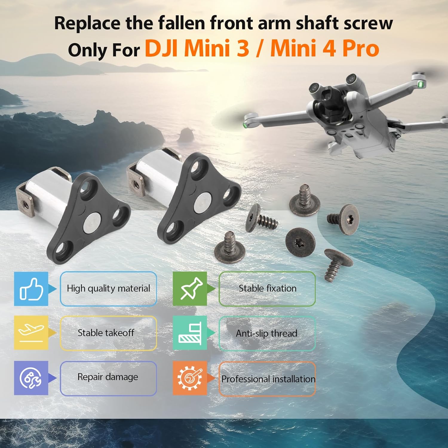 2Pcs Front Arm Axis Replacement for DJI Mini 4 Pro/Mini 3 Front Arm Shaft Screws Front Arm Hinges for DJI Mini 4 Pro Drone Accessories Parts with Repair Tools（6Pcs Arm Axis Screws）