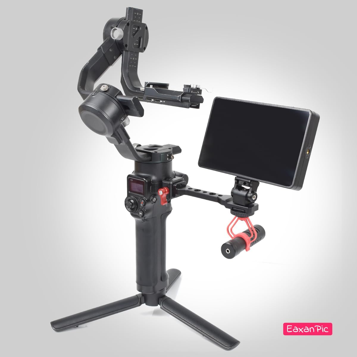 Adjustable Gimbal Monitor Mount Phone Mount with Quick Release NATO Clamp Cold Shoe Mount for DJI Ronin RS 4 / RS 4 Pro/RS 3 / RS 3 Pro/RS 3 Mini/RS 2 / RSC 2 Stabilizers (Dark Red)