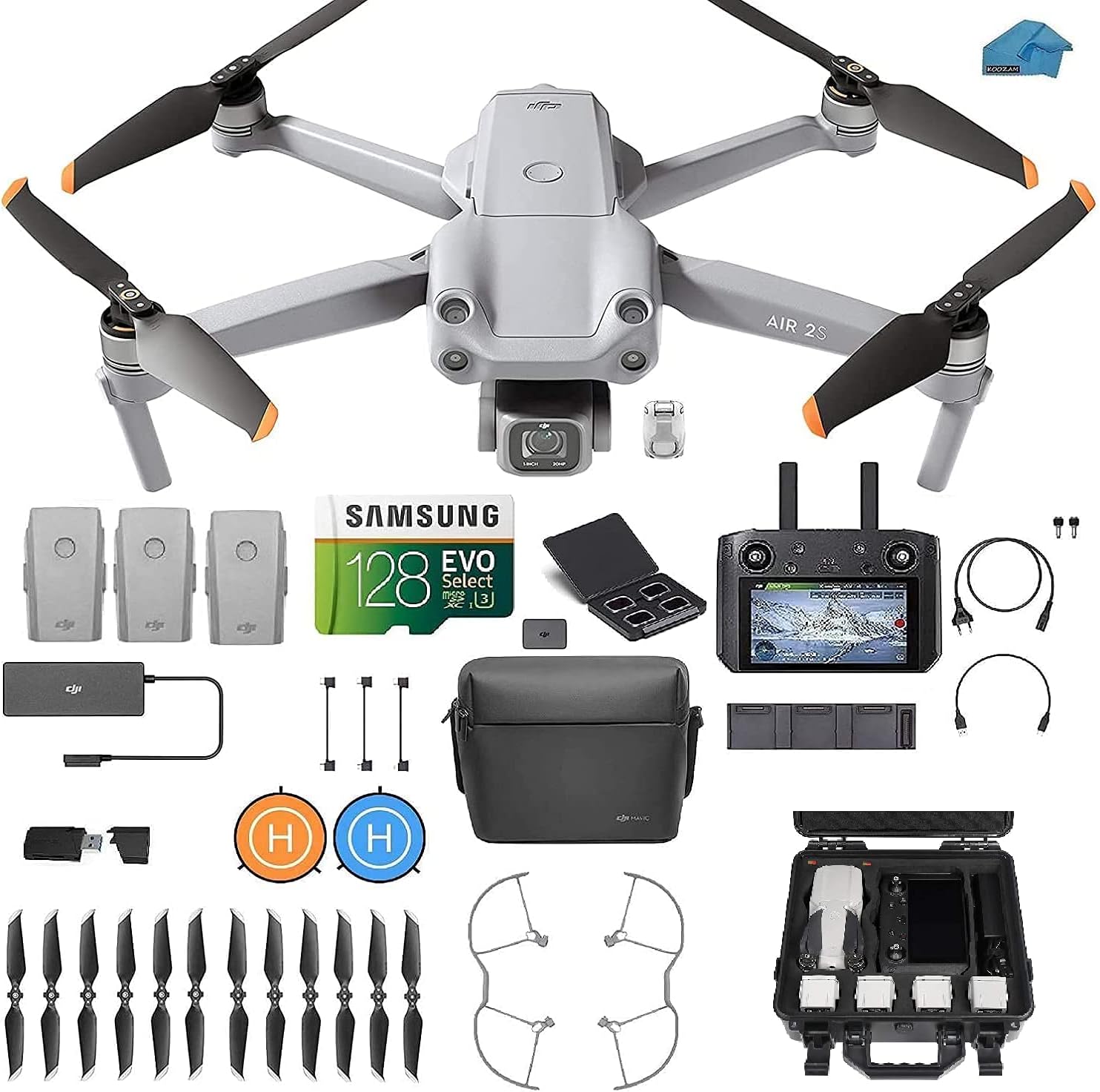 DJI Air 2S Fly More Combo with Smart Controller - Drone Quadcopter UAV with 3-Axis Gimbal Camera, 5.4K Video, 3 batteries, Case, 128gb SD Card, Lens Filters, Landing pad Kit with Must Have Accessories