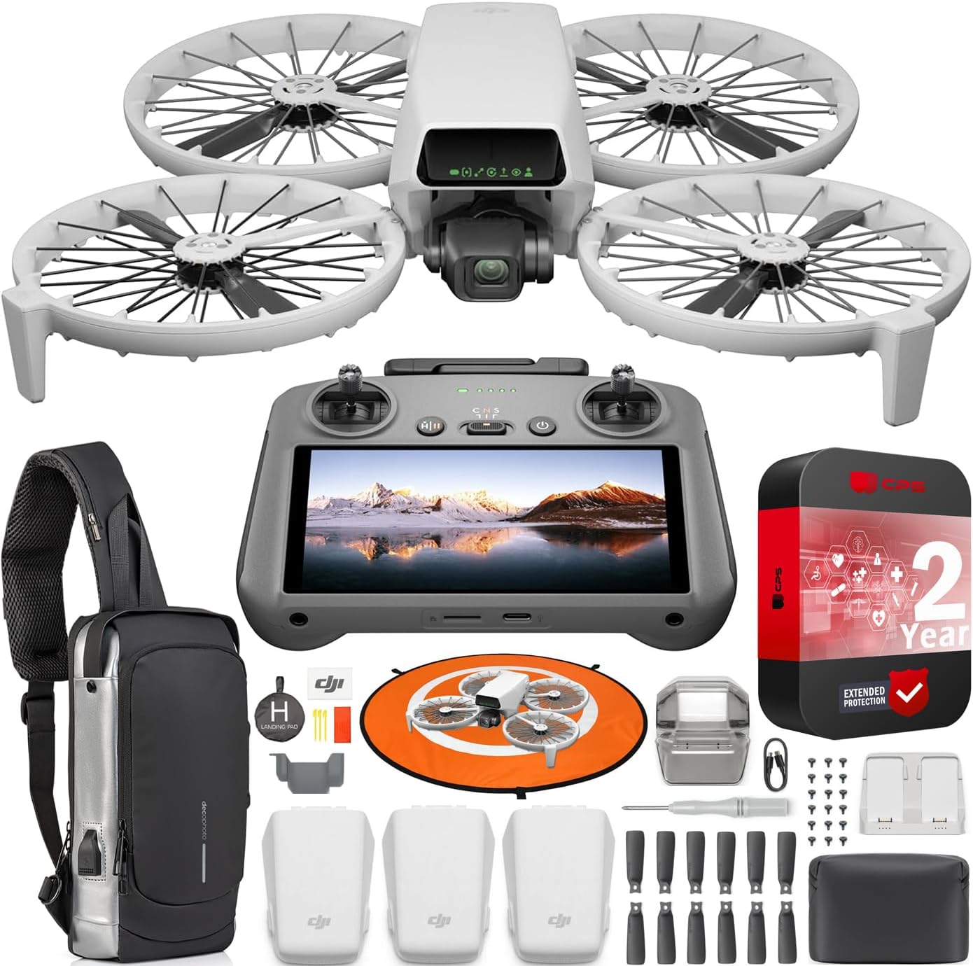 DJI Flip Fly More Combo with RC 2 Screen Remote Controller, Drone with 4K UHD Camera for Adults, Palm Takeoff, Auto Return, Intelligent Flight, 3 Batteries Bundle with Deco Gear Accessories