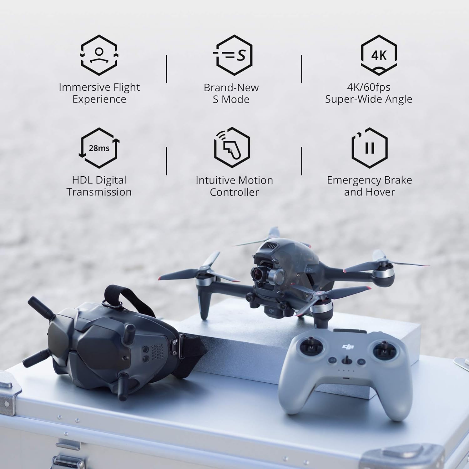 DJI FPV Drone Combo with Remote Controller and Goggles CP.FP.00000001.01 (Renewed)