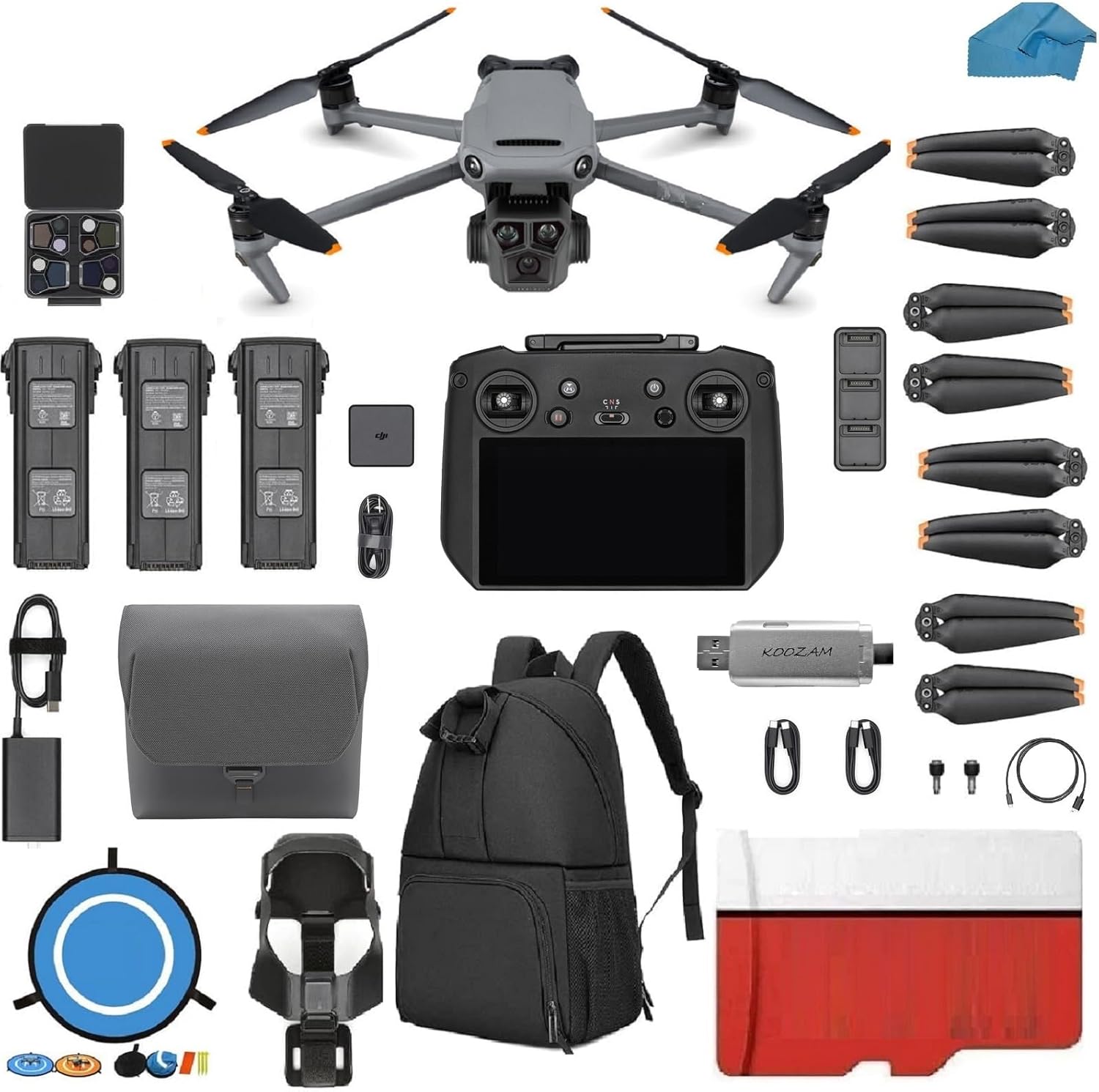 DJI Mavic 3 Pro CINE with Fly More Combo DJI RC PRO, Flagship Triple-Camera Drone with 4/3 CMOS Hasselblad Camera, with 3 Batteries, Charging Hub, 128 GB Micro SD Card Landing Pad, Waterproof Backpack and More