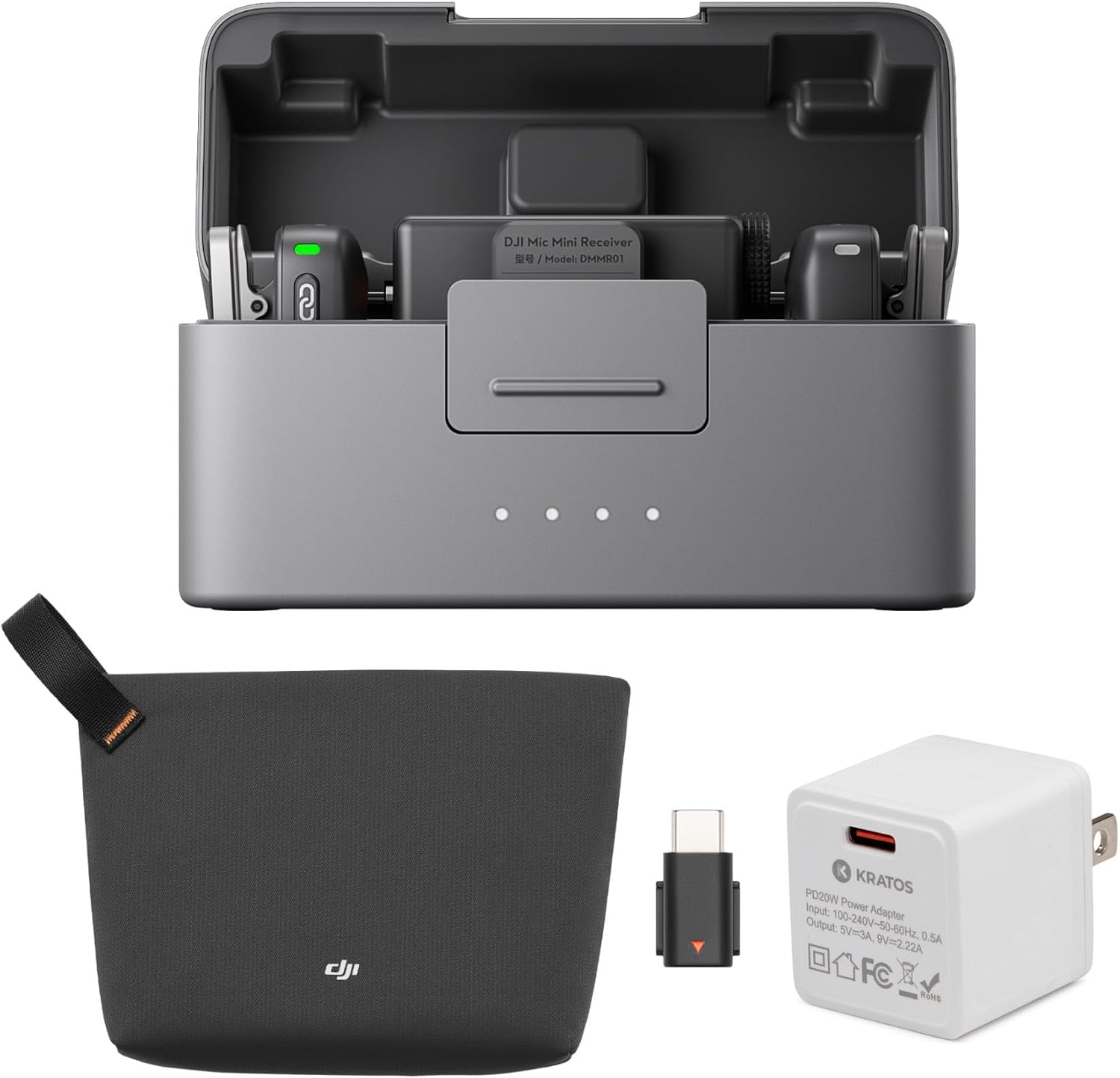 DJI Mic Mini (2 TX + 1 RX + Charging Case) with Wireless Mic Accessory Bundle - Compact and Lightweight Wireless Mini Mic (2 Items)