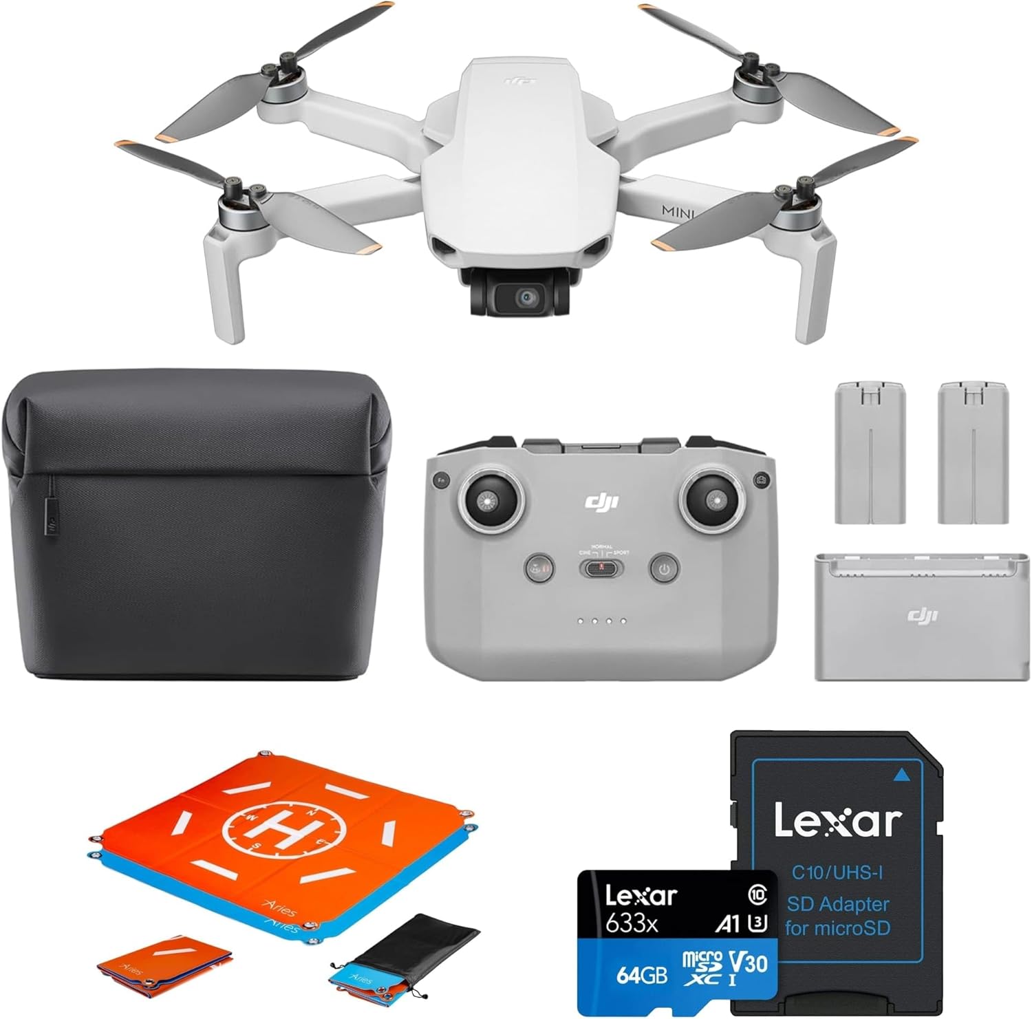 DJI Mini 4K, Drone with 4K UHD Camera for Adults, Under 249 g, 10km Video Transmission, Auto Return, Wind Resistance, Bundle with 64gb SD Card and Landing Pad (Mini 4K Fly More Combo, 93-min)