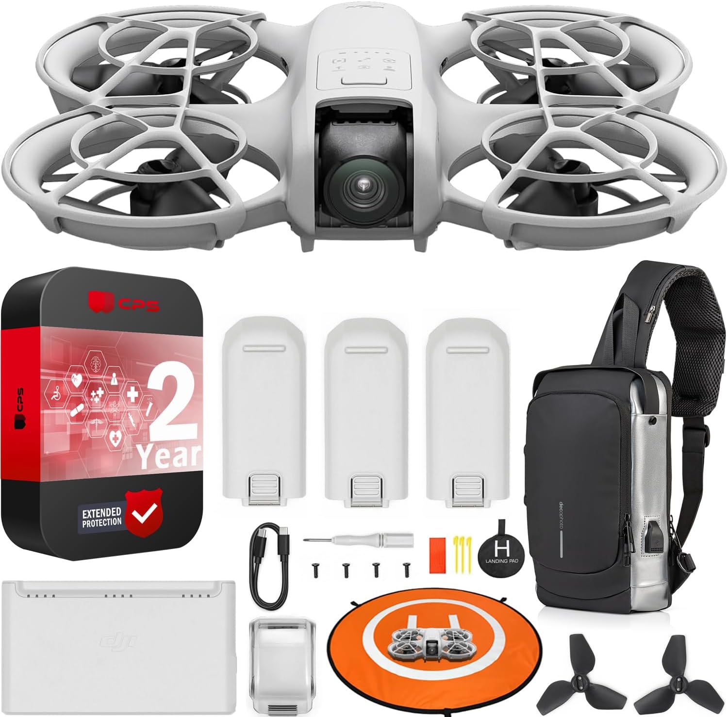 DJI Neo Drone 4K UHD Mini Quadcopter with 3 Battery Combo for Adults, 135g, Self Flying that Follows You, Palm Takeoff, AI Subject Tracking, QuickShots, Controller-Free Bundle w/Deco Gear Accessories