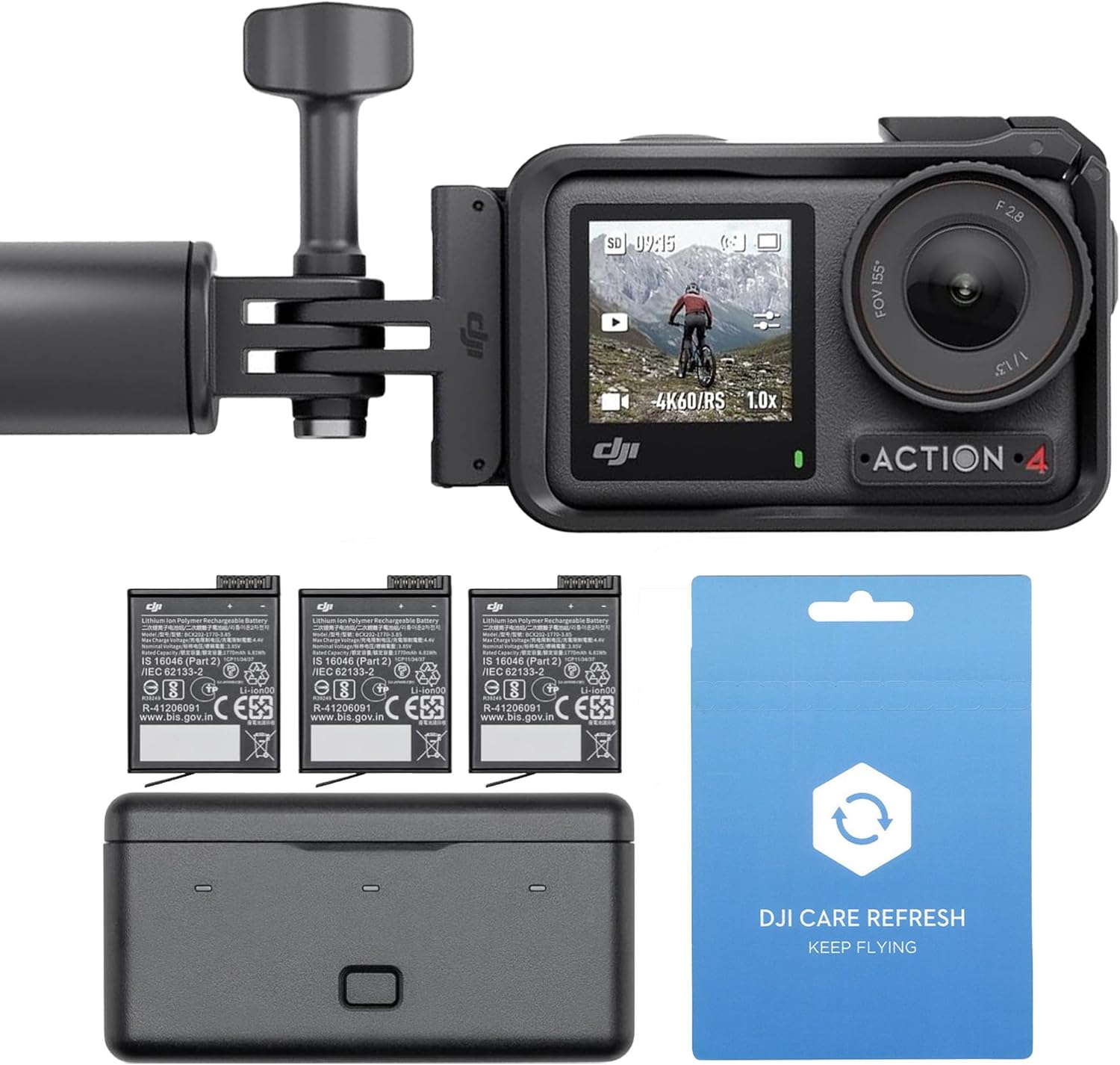 DJI Osmo Action 4 Camera Adventure Combo Bundle with Care Refresh 2-Year Plan Card