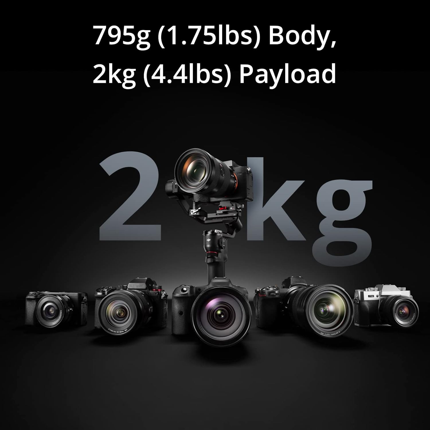 DJI RS 3 Mini, 3-Axis Gimbal Stabilizer for Cameras Canon/Sony/Panasonic/Nikon/Fujifilm, 2 kg (4.4 lbs) Tested Payload, Bluetooth Shutter Control, Camera Gimbal with Native Vertical Shooting