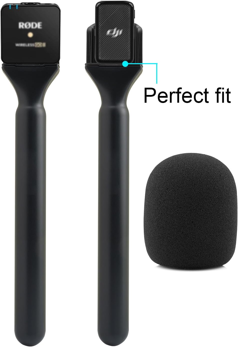 for DJI Mic Holder, Stand for DJI Mic 1/2, Replacement Interview GO Handheld Adaptor for Rode Wireless GO II / 2 / ME/Pro, Wireless Lav Microphone Handle Mount 2-Pack Adapter Accessories