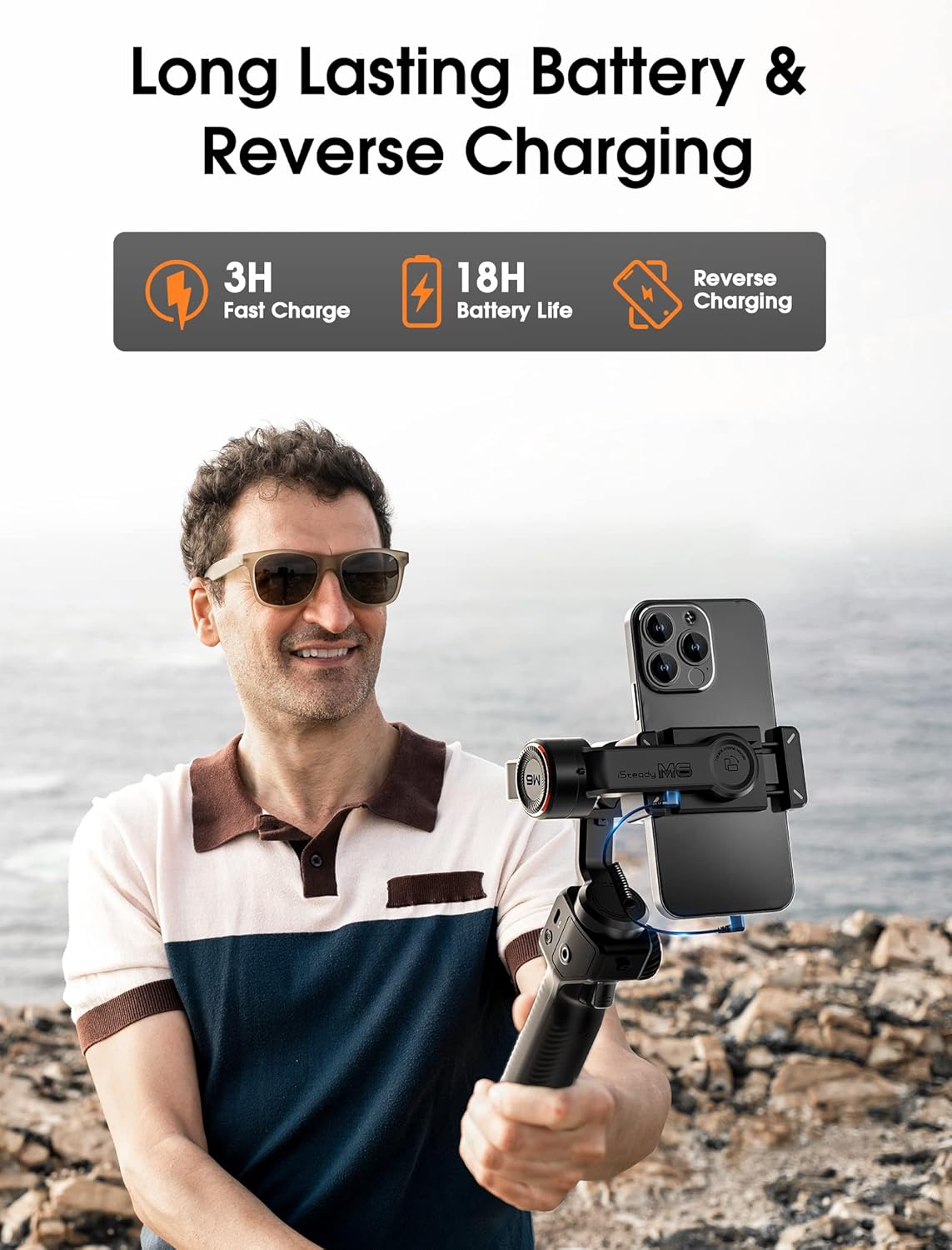 hohem iSteady M6 Kit Gimbal Stabilizer for Smartphone, 3-Axis Phone Gimbal with AI Tracking, Magnetic Fill Light, 18H Long Lasting Battery Stabilizer for iPhone  Android, Ideal for Video Recording