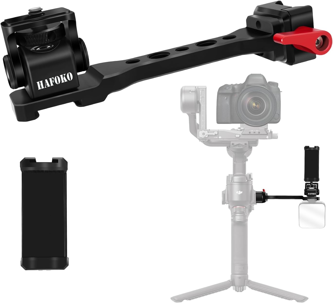 RS4 Gimbal Monitor Mount RS3 Phone Mount Extension Handle Metal with 1/4 Cold Shoe Phone Mount Compatible for DJI RS4/RS4 PRO/Ronin S3 /RS3 PRO/Ronin S3 Mini/RS2/RSC2 Gimbal Stabilize