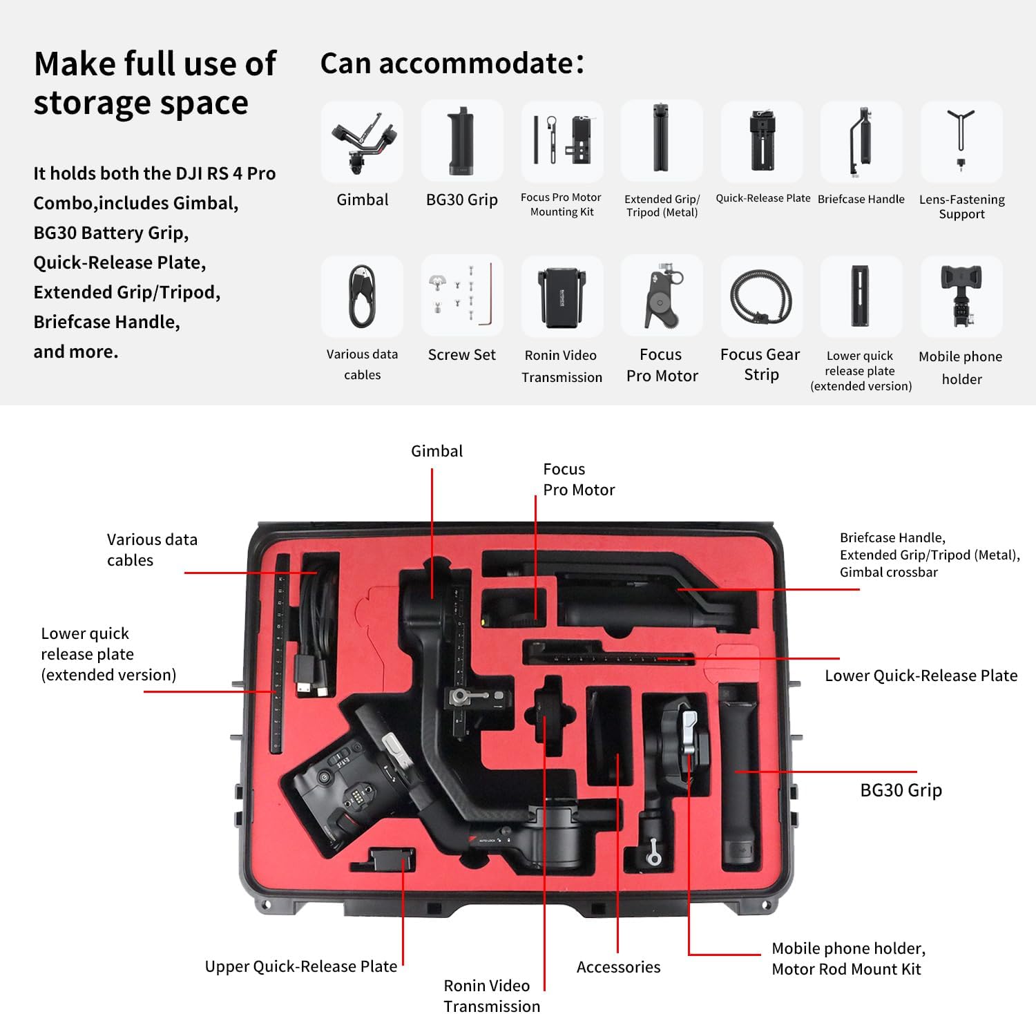 RS4 Hard Case,Carrying Box for DJI Ronin RS 4 /RS 4 Pro Gimbal Stabilizer Protection Accessories,Shockproof, RS4 WaterproofCase,Black[Case Only]