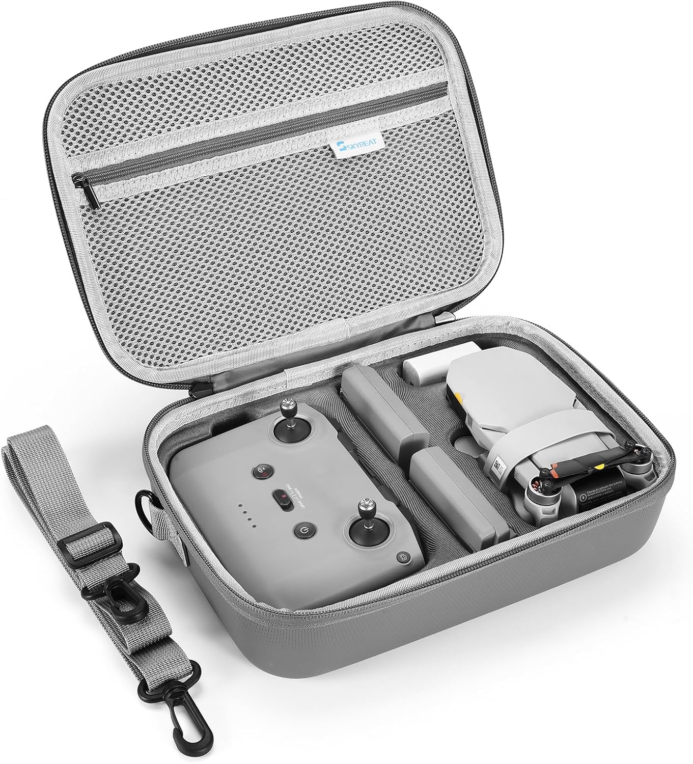 Skyreat Mini 4K / Mini 2 SE Case, Portable Small Leather PU Case for DJI Mini 4K/Mini 2 SE Drone and Controller Accessories,Compact Storage Travel Case with Should Strap,Handle and Propeller Holders