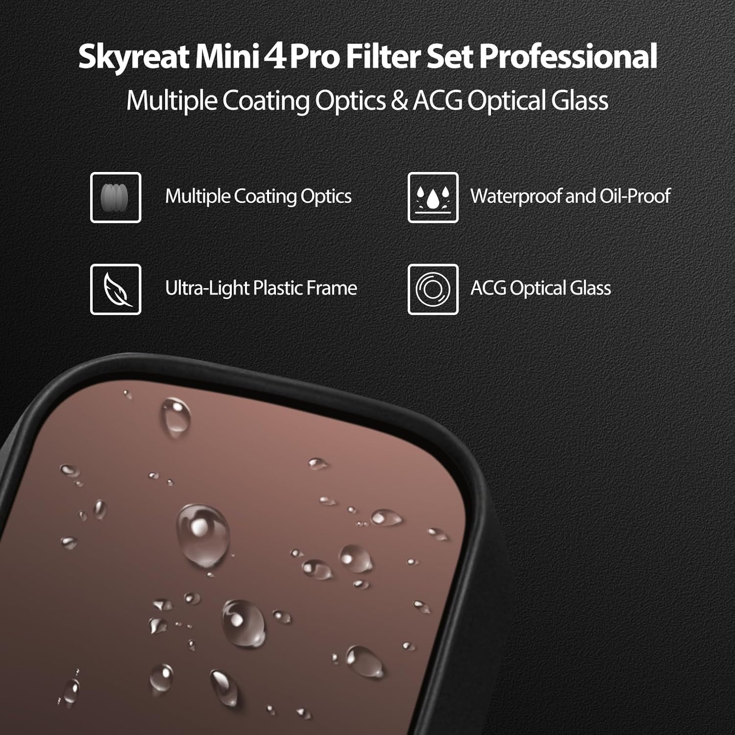 SKYREAT ND Filters Set for DJI Mini 4 Pro Accessories,6 Pack-(CPL, UV,ND8, ND16, ND32, ND64)