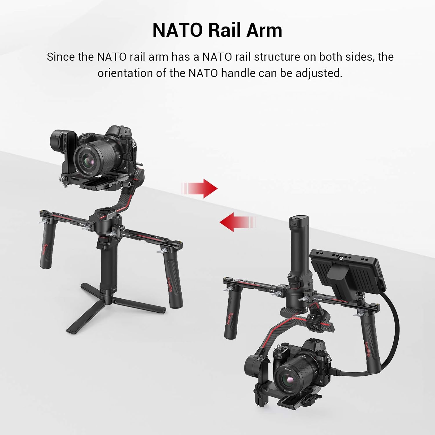 SMALLRIG Dual Handle Handgrip for DJI RS 4 /RS 4 Pro/RS 3 / RS 3 Pro/RS 2 / RSC 2 Gimbal, Gimbal Handle Grip with NATO Rails, Cold Shoe, 1/4-20  3/8-16 Threaded Holes