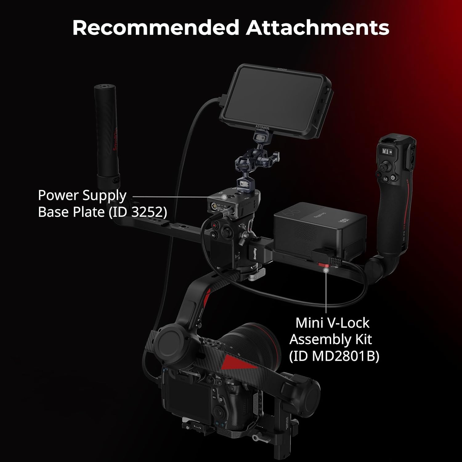 SmallRig Focus Control Dual Grip for DJI RS 2 / RS 3 Pro/RS 4 Pro Gimbal Stabilizer, Dual Handle with NATO Rail, Joystick Operation, Mode Switching, Centering/Locking, Max Load 17.6lb