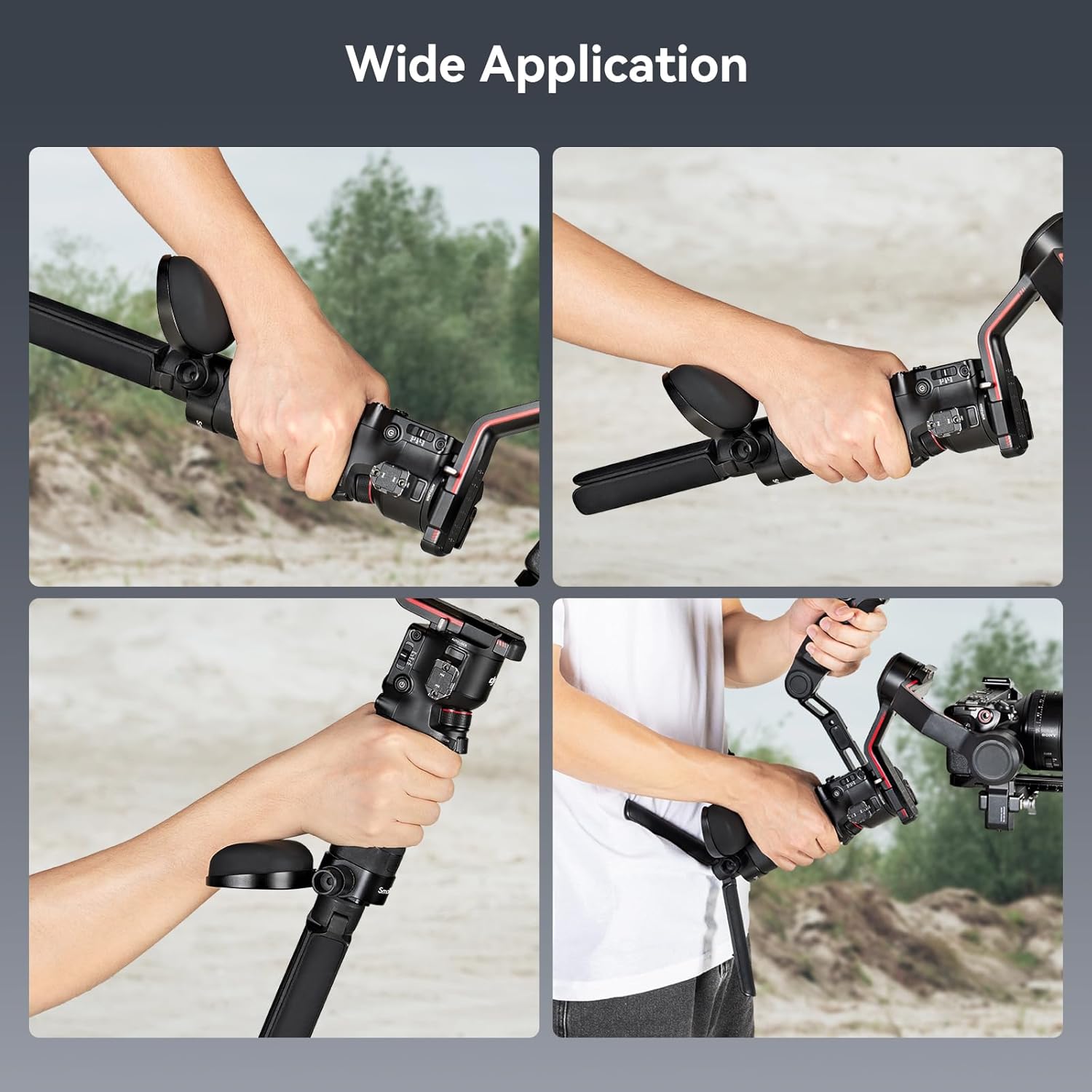 SmallRig Wrist Support for DJI RS 4/RS 4 Pro/RS 3/RS 3 Pro/RS 2, Weight-Reducing Rotatable Design for Different Angle, with QD Quick Release Buckles, 1/4-20  3/8-16 Threaded Holes - 4248