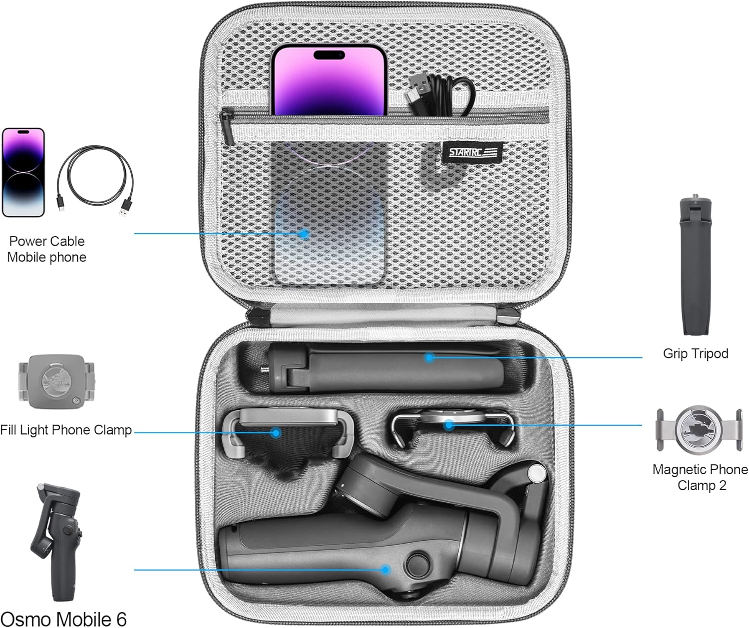 STARTRC Osmo Mobile 6 Case,Waterproof Portable Storge Shoulder Bag Travel Case for DJI Osmo Mobile 6 Gimbal Stabilizer Accessories