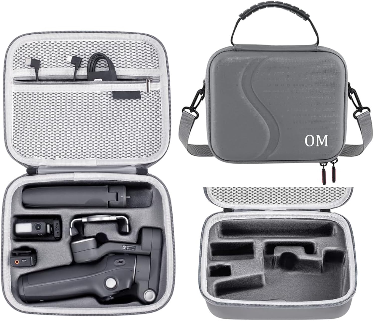 Travel Carrying Case for DJI Osmo Mobile 7/7P, Portable Storage Shoulder Bag PU Hard Shell Protective Cover Organizer for OM7 OM7P Gimbal Stabilizer Accessories