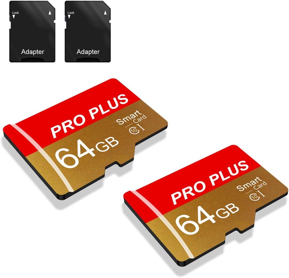 2 Pack SD Card 128GB with SD Adapter High Speed Memory Card, UHS-I C10 A1 Memory TF Card for Tablet/Mobile Phone/Camera/Car Audio/Game Console (TF162 Red Gold 128GB)