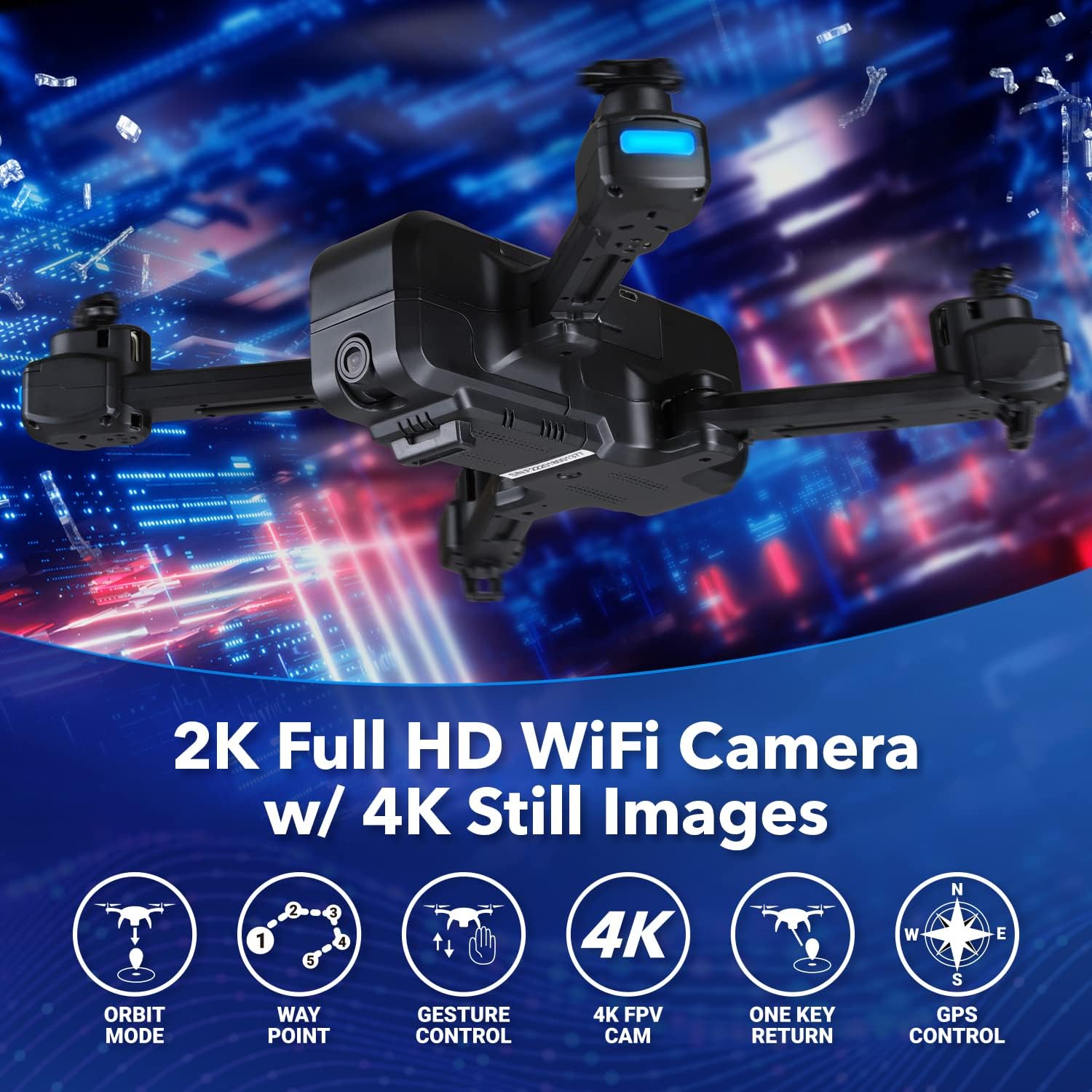 Contixo F22 4k FHD Camera Drone For Adults, 20 Mins Flight Foldable Starter Drones With 120° Fov Lens, 2.4g Rc Quadcopter, Gesture Control, Wifi, GPS Auto Hover Return Home, Follow Me, Carrying Case