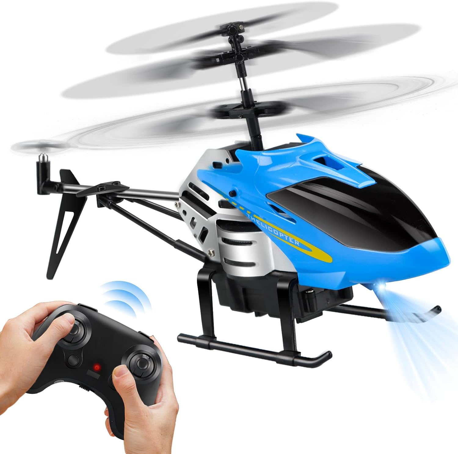 Dolanus RC Helicopters - Remote Control Helicopter Toys: One Key Take-Off/Landing, Automatic Altitude Hold, LED Light  3.5 Channel Gyro Stabilizer, Flying Toys - Gift for Boys/Girls Kids Adults, Blue